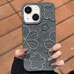 For iPhone 15 Plus Flower Crystal Diamond TPU Phone Case(Black)