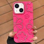 For iPhone 14 Flower Crystal Diamond TPU Phone Case(Rose Red)