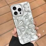 For iPhone 13 Pro Max Flower Crystal Diamond TPU Phone Case(Silver)