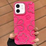 For iPhone 11 Flower Crystal Diamond TPU Phone Case(Rose Red)