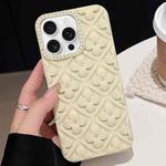 For iPhone 14 Pro Oil-sprayed 3D Flower Diamond TPU Phone Case(White)