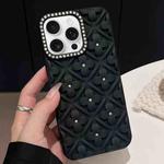 For iPhone 14 Pro Max Oil-sprayed 3D Flower Diamond TPU Phone Case(Black)
