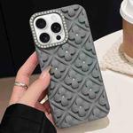For iPhone 13 Pro Oil-sprayed 3D Flower Diamond TPU Phone Case(Grey)