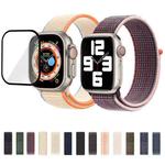 For Apple Watch Series 10 46mm Basic Nylon Loop Watch Band with 3D Curved Film(Dark Navy Blue)
