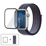 For Apple Watch Series 40mm Basic Nylon Loop Watch Band with 3D Curved Film(Royal Blue Orange)