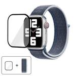 For Apple Watch Series 38mm Basic Nylon Loop Watch Band with 3D Curved Film(Storm Blue)