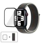 For Apple Watch Series 42mm Basic Nylon Loop Watch Band with 3D Curved Film(Midnight Color)