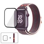 For Apple Watch Series 10 46mm Nylon Loop Watch Band with 3D Curved Film(Berry Purple)