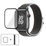 For Apple Watch Series 41mm Nylon Loop Watch Band with 3D Curved Film(Midnight Color)