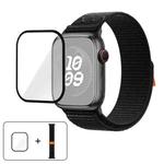 For Apple Watch Series 38mm Nylon Loop Watch Band with 3D Curved Film(Dark Black)