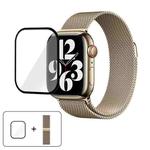 For Apple Watch Series 10 46mm Milanese Stainless Steel Watch Band with 3D Curved Film(Gold)