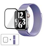 For Apple Watch Series 10 46mm Milanese Stainless Steel Watch Band with 3D Curved Film(Light Purple)