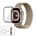 For Apple Watch Ultra 2 / 1 49mm Milanese Stainless Steel Watch Band with 3D Curved Film(Gold)