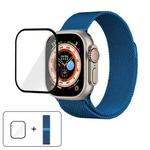 For Apple Watch Ultra 2 / 1 49mm Milanese Stainless Steel Watch Band with 3D Curved Film(Blue)