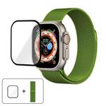 For Apple Watch Ultra 2 / 1 49mm Milanese Stainless Steel Watch Band with 3D Curved Film(Green)