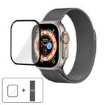 For Apple Watch Ultra 2 / 1 49mm Milanese Stainless Steel Watch Band with 3D Curved Film(Gunmetal Grey)