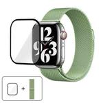 For Apple Watch Series 45mm Milanese Stainless Steel Watch Band with 3D Curved Film(Mint Green)