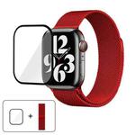 For Apple Watch Series 38mm Milanese Stainless Steel Watch Band with 3D Curved Film(Red)