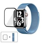 For Apple Watch Series 42mm Milanese Stainless Steel Watch Band with 3D Curved Film(Emerald Green)