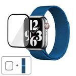 For Apple Watch Series 42mm Milanese Stainless Steel Watch Band with 3D Curved Film(Blue)