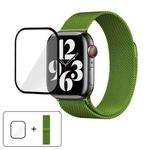 For Apple Watch Series 42mm Milanese Stainless Steel Watch Band with 3D Curved Film(Green)