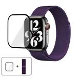 For Apple Watch Series 42mm Milanese Stainless Steel Watch Band with 3D Curved Film(Purple)