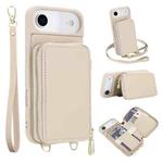 For iPhone 17 Air Crossbody Zipper RFID Card Bag Phone Case(Apricot)
