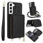 For Samsung Galaxy S22 5G Crossbody Zipper RFID Card Bag Phone Case(Black)