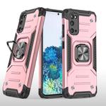 For Samsung Galaxy S20 Magnetic Armor Shockproof TPU + PC Case with Metal Ring Holder(Rose Gold)