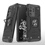 For Samsung Galaxy S20 Ultra Magnetic Armor Shockproof TPU + PC Case with Metal Ring Holder(Black)