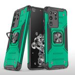 For Samsung Galaxy S20 Ultra Magnetic Armor Shockproof TPU + PC Case with Metal Ring Holder(Deep Green)