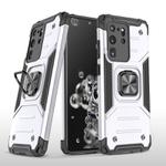 For Samsung Galaxy S20 Ultra Magnetic Armor Shockproof TPU + PC Case with Metal Ring Holder(Silver)