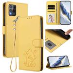 For T-Mobile Revvl 6 Pro 5G / 6X Pro 5G Embossed Heart Cat Leather Phone Case with Hand Strap(Yellow)
