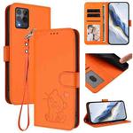 For T-Mobile Revvl 6 Pro 5G / 6X Pro 5G Embossed Heart Cat Leather Phone Case with Hand Strap(Orange)