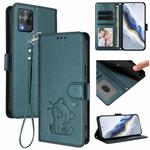 For T-Mobile Revvl 6 Pro 5G / 6X Pro 5G Embossed Heart Cat Leather Phone Case with Hand Strap(Dark Green)