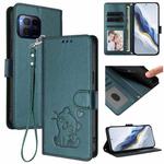 For T-Mobile Revvl 7 Pro / T Phone 2 Pro 5G Embossed Heart Cat Leather Phone Case with Hand Strap(Dark Green)