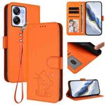 For Blackview Oscal Modern 8 / Color 8 Embossed Heart Cat Leather Phone Case with Hand Strap(Orange)