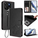 For Blackview Wave 6C Embossed Heart Cat Leather Phone Case with Strap(Black)