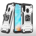 For Samsung Galaxy A20e Magnetic Armor Shockproof TPU + PC Case with Metal Ring Holder(Silver)