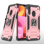 For Samsung Galaxy A20s Magnetic Armor Shockproof TPU + PC Case with Metal Ring Holder(Rose Gold)