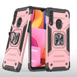 For Samsung Galaxy A20s Magnetic Armor Shockproof TPU + PC Case with Metal Ring Holder(Rose Gold)