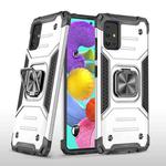 For Samsung Galaxy A51 Magnetic Armor Shockproof TPU + PC Case with Metal Ring Holder(Silver)