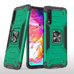 For Samsung Galaxy A70 Magnetic Armor Shockproof TPU + PC Case with Metal Ring Holder(Dark Green)