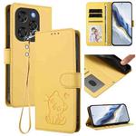 For Coolpad X100 Embossed Heart Cat Leather Phone Case with Hand Strap(Yellow)