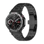 For  Amazfit T-Rex 2 Butterfly Buckle Stainless Steel Watch Band(Black)