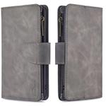 For iPhone 12 mini Skin Feel Detachable Magnetic Zipper Horizontal Flip PU Leather Case with Multi-Card Slots & Holder & Wallet & Photo Frame & Lanyard(Gray)