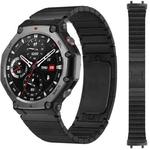 For Amazfit T-Rex Pro One Beads Side Detachable Stainless Steel Watch Band(Black)