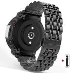 For  Amazfit T-Rex 3 Seven Beads Butterfly Buckle Stainless Steel Watch Band(Black)