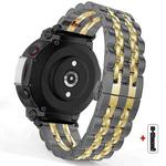 For  Amazfit T-Rex 3 Seven Beads Butterfly Buckle Stainless Steel Watch Band(Black Gold)