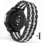 For  Amazfit T-Rex 2 Seven Beads Butterfly Buckle Stainless Steel Watch Band(Black Silver)